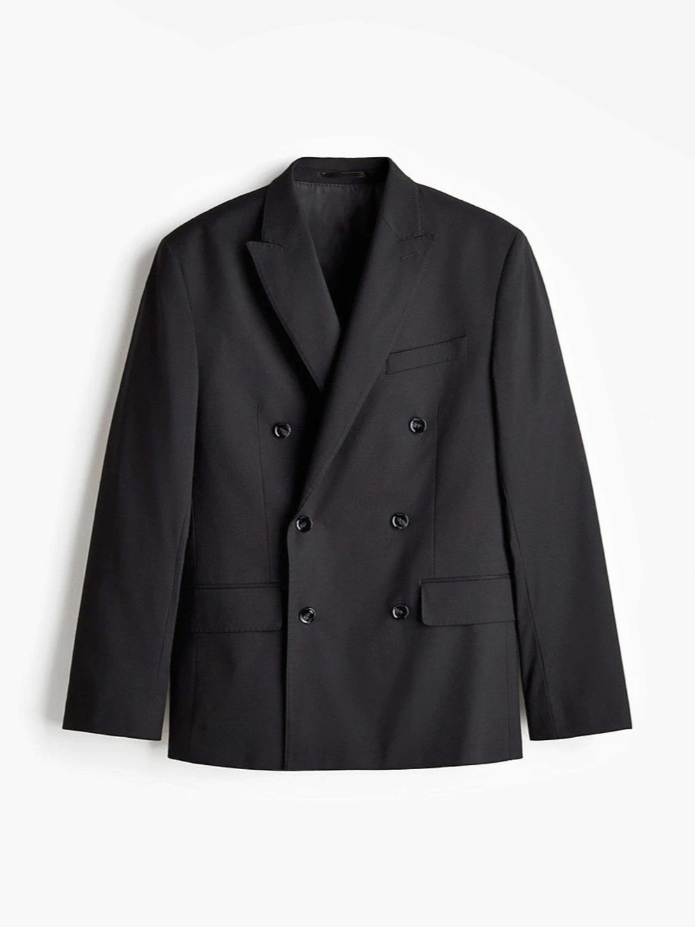 H&M Regular Fit Double Breasted Black Suit Jackets 46R